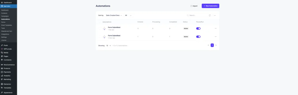 Mail Mint Overview - Automation