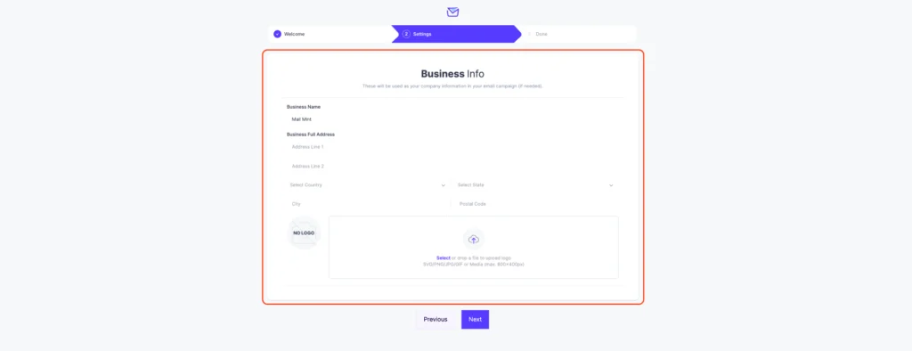 Mail Mint Settings Dashboard 