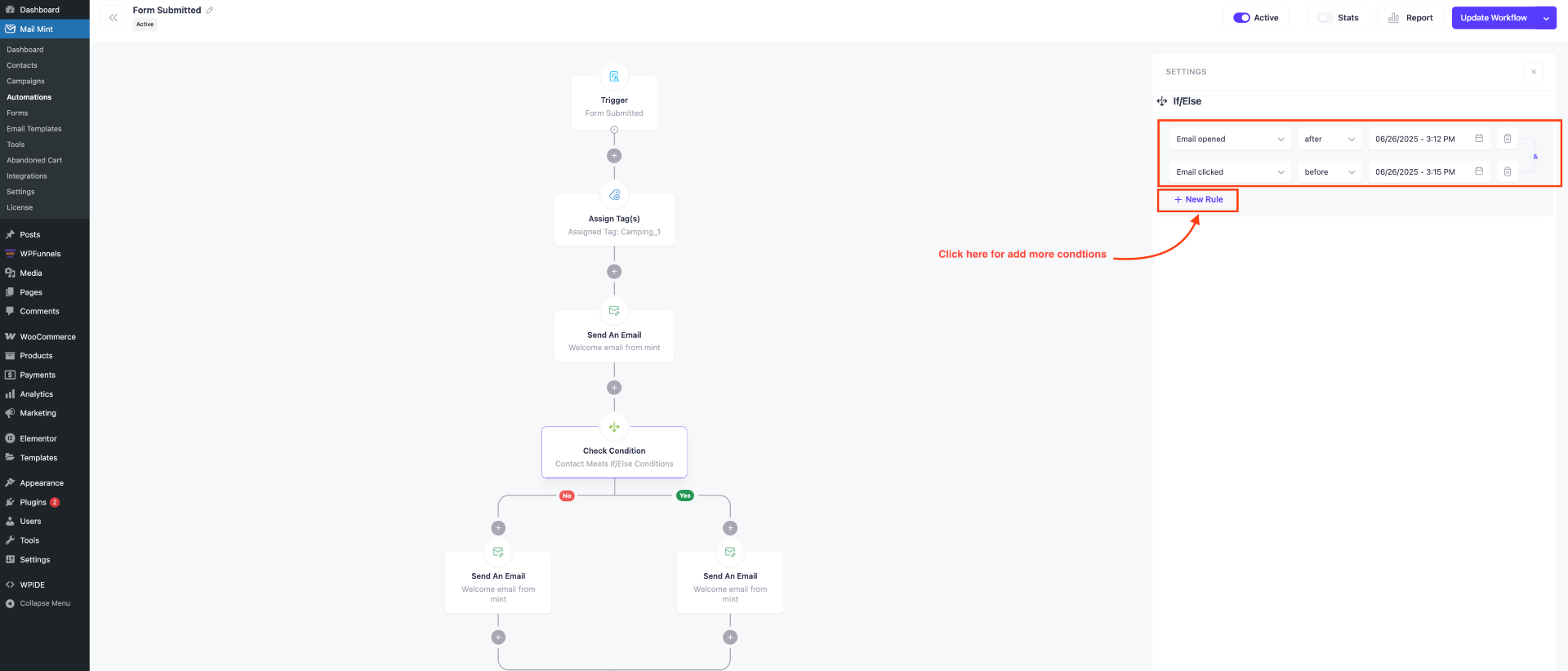 How To Use Action Based Conditions In Email Automation 8 Select Multiple Conditions