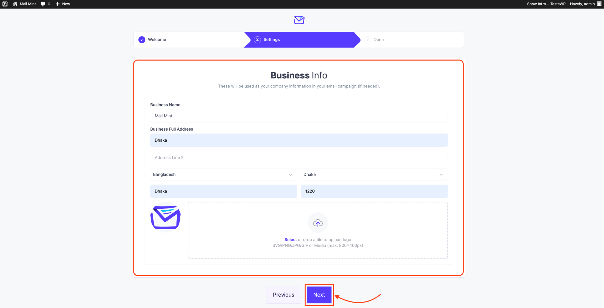 Business Information for Email Marketing Automation