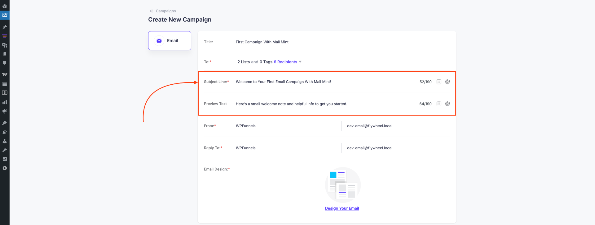 How To Create And Send Regular Email Campaigns In Mail Mint 7 Email Subject and Preview Text
