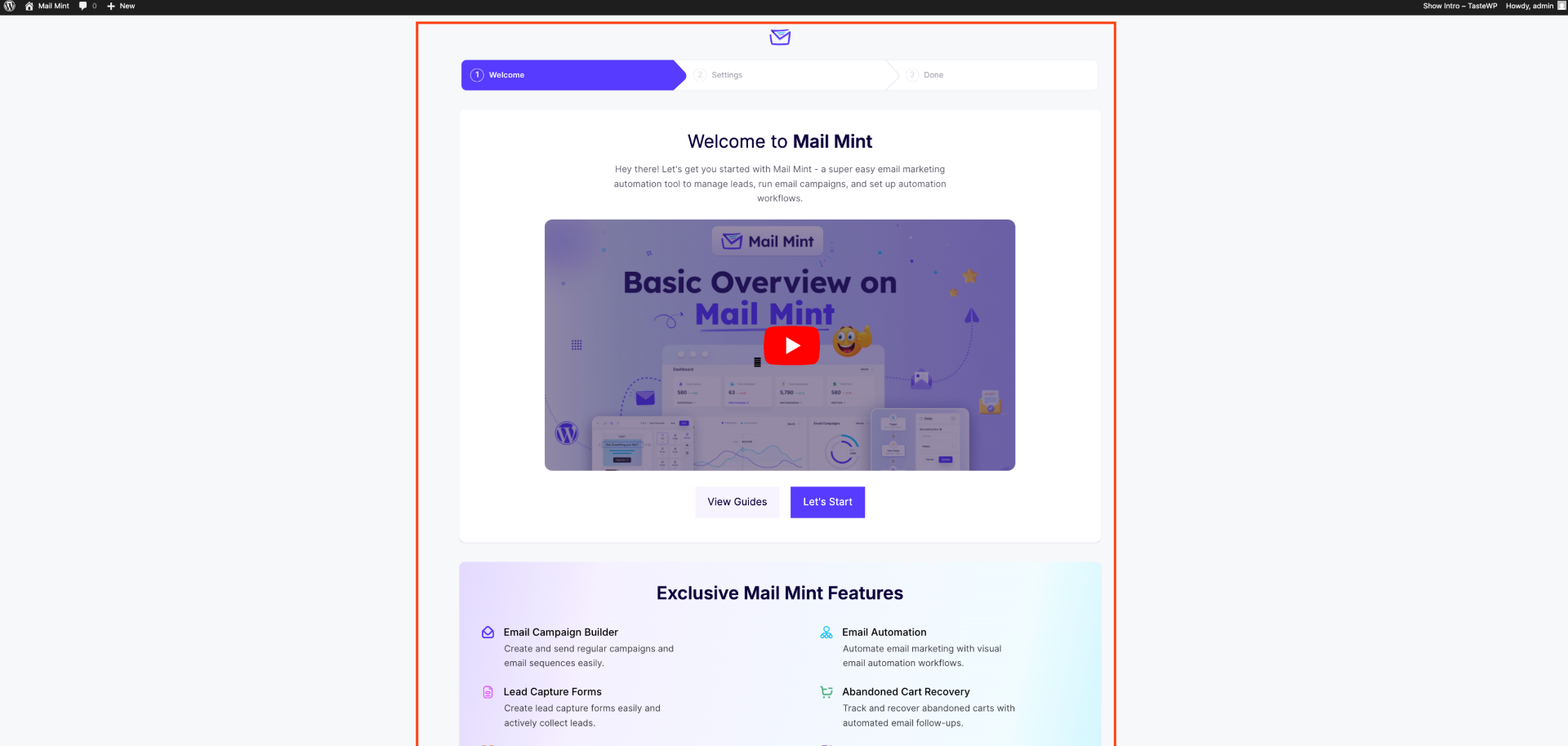 Setup Wizard -Email Marketing Automation