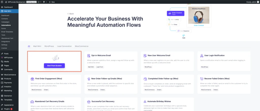 How to Use JetForm Builder And Mail Mint To Collect Leads 5 Start a Automation from Scratch