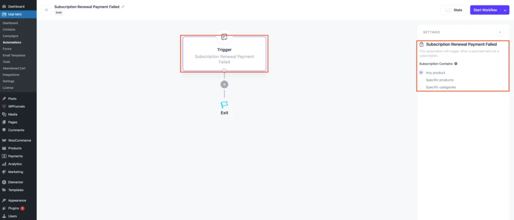 Subscription Renewal Payment Failed