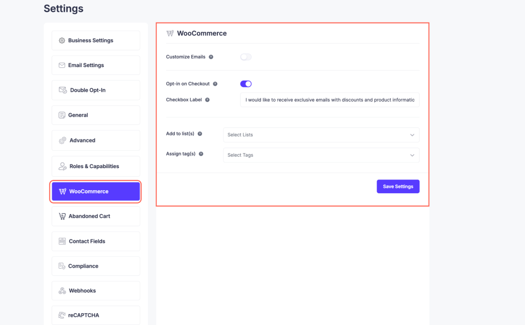 WooCommerce - Mail Mint