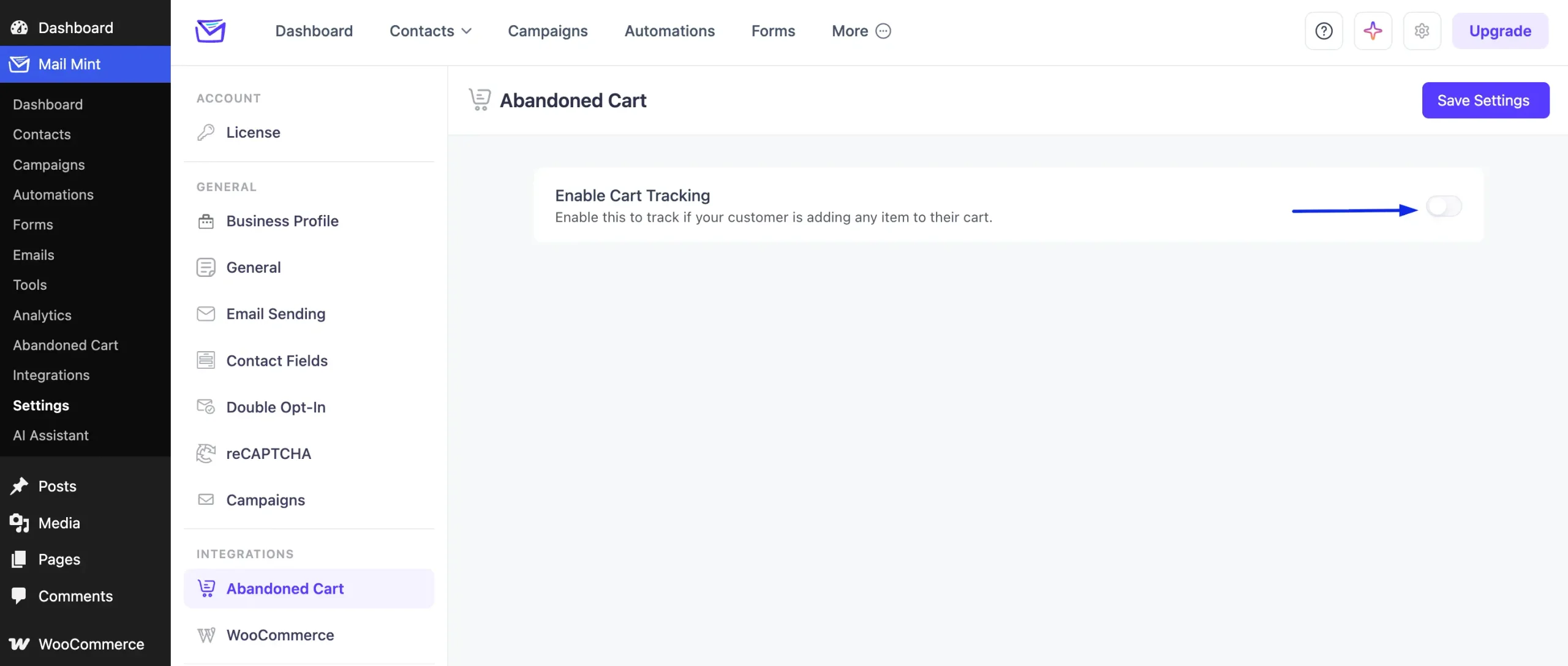 How To Enable The Abandoned Cart Feature In Mail Mint 2 cart tracking settings scaled
