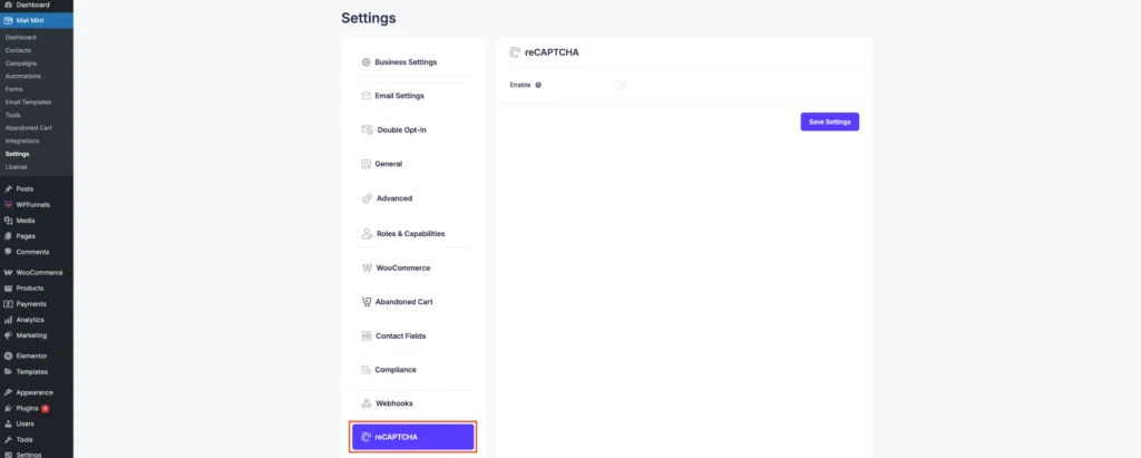 reCAPTCHA Settings