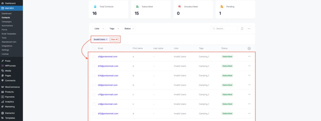 ZeroBounce Integration With Mail Mint For Email Validation 13 All Invalid Users