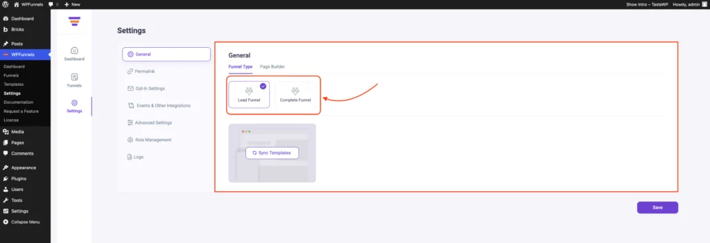 Choose the Funnel Type