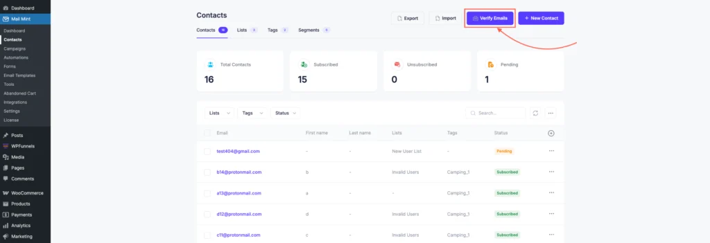 ZeroBounce Integration With Mail Mint For Email Validation 9 Click Verify Emails