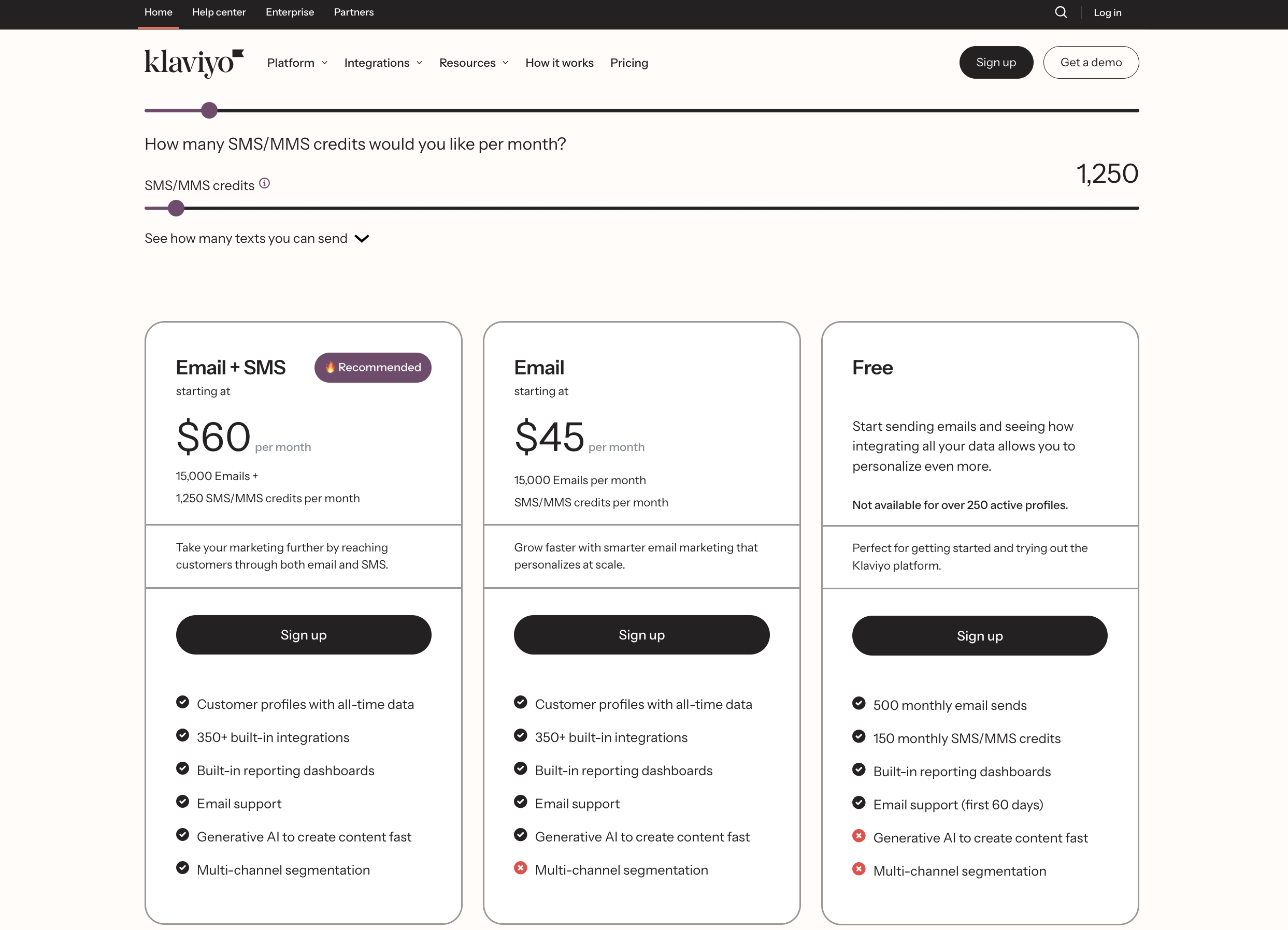 Klaviyo pricing