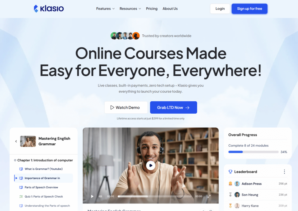 Klasio Landing Page