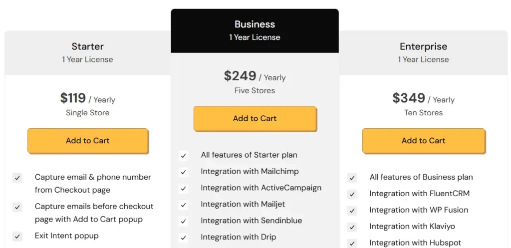 Abandoned Cart Pro for WooCommerce pricing