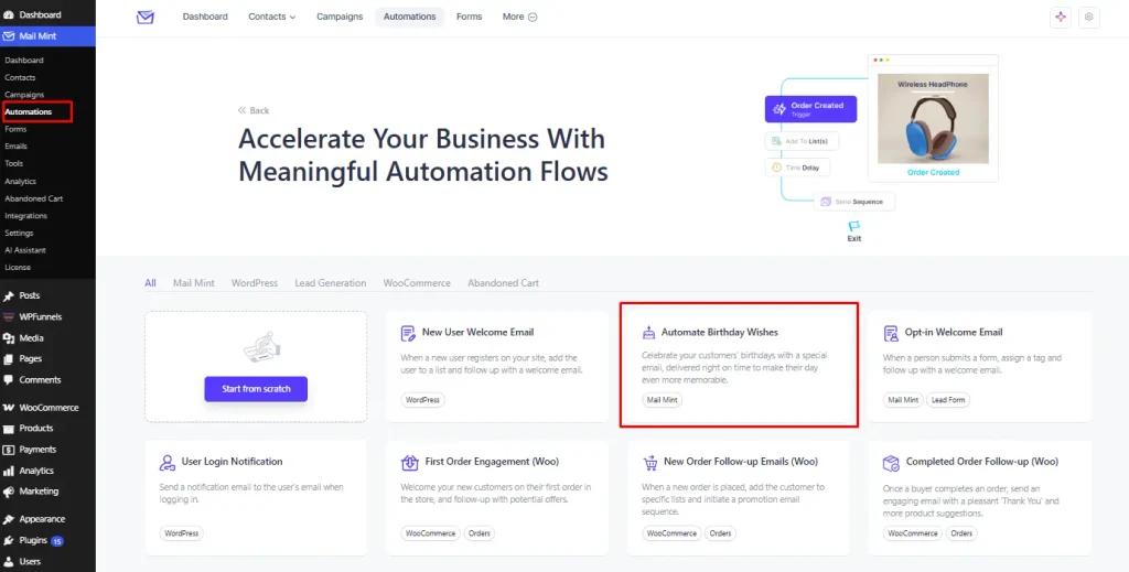 1.mail mint automate birthday wishes recipe