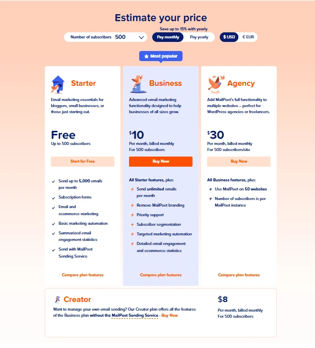 11 Best MailerLite Alternatives To Get Better Email Marketing Experience 14 MailPoet Pricing