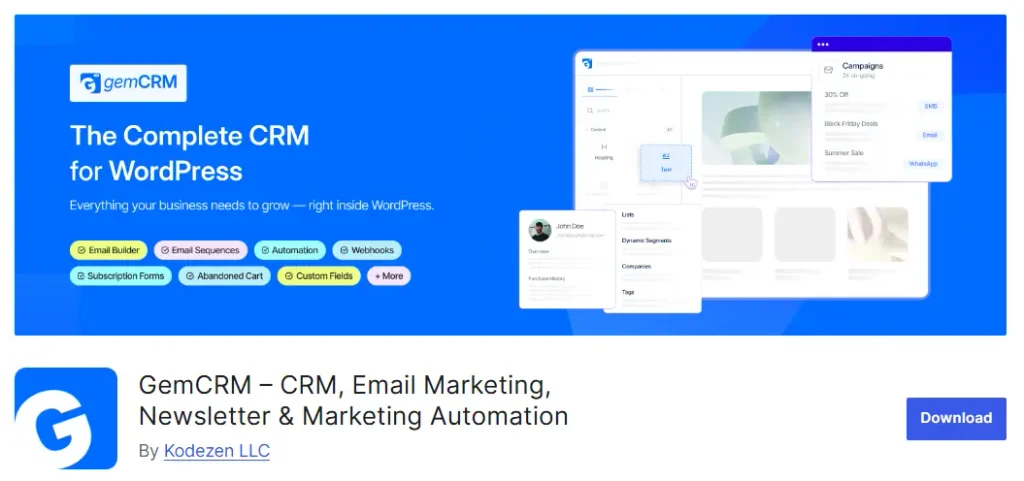 11 Best MailerLite Alternatives To Get Better Email Marketing Experience 17 4. GemCRM – CRM, Email Marketing, Newsletter & Marketing Automation