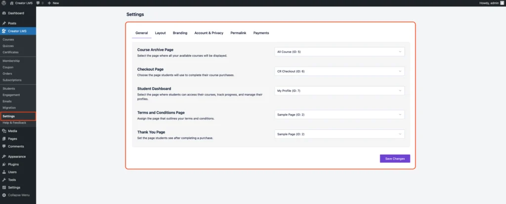 Global Settings For Creator LMS 2 General Settings Creator LMS