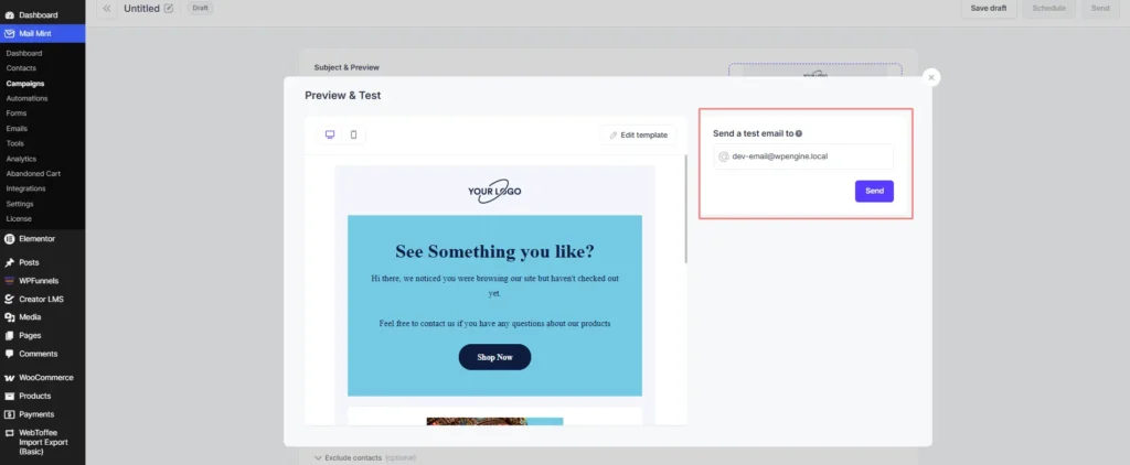 8. test email