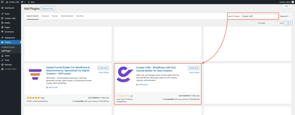 Install and Activate Creator LMS 