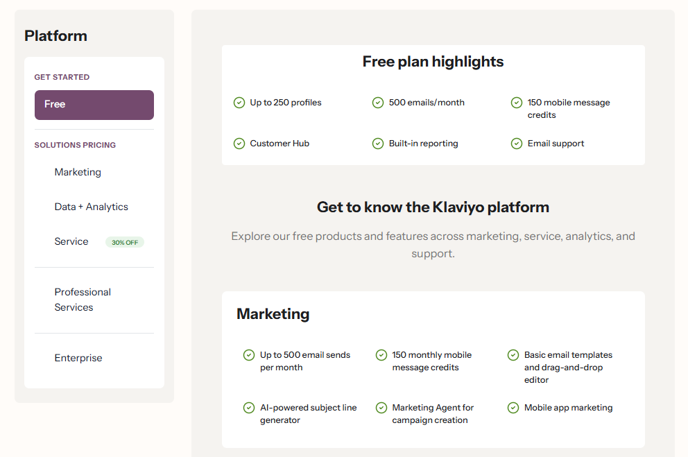 Klaviyo pricing