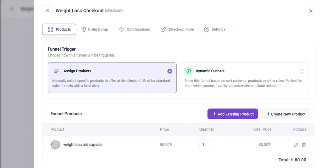 5. wpfunnels add checkout product 1