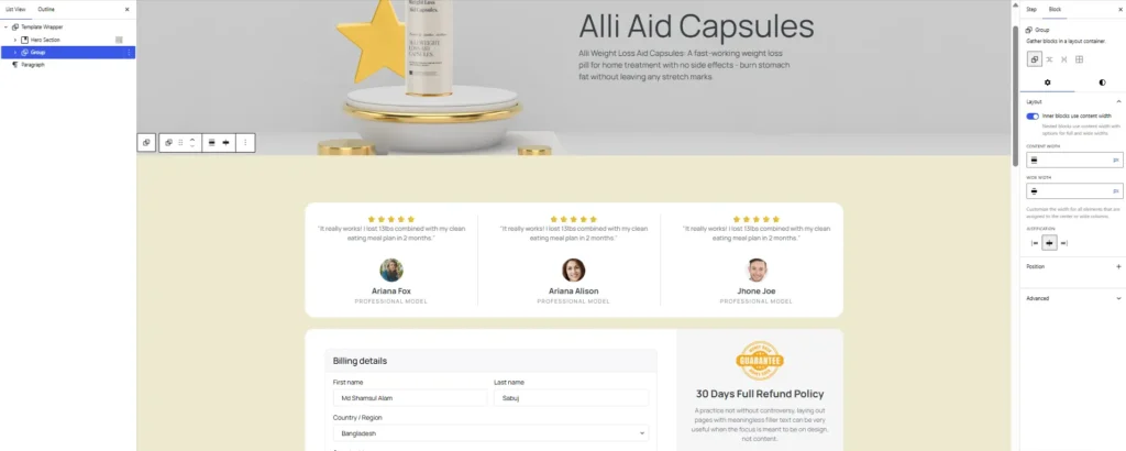 6. wpfunnels edit checkout page gutenberg