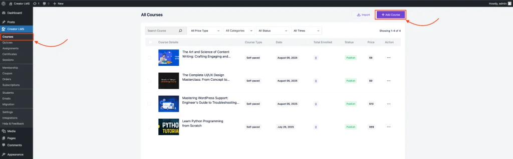 How to Create a Course Outline Using "Generate Outline with AI" in Creator LMS 3 Add a New Course