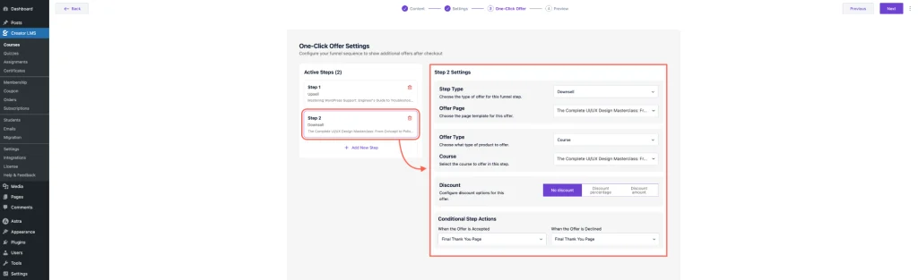 How to Assign an Upsell/Downsell Course in Creator LMS 11 Additional Steps in Upsell_Downsell