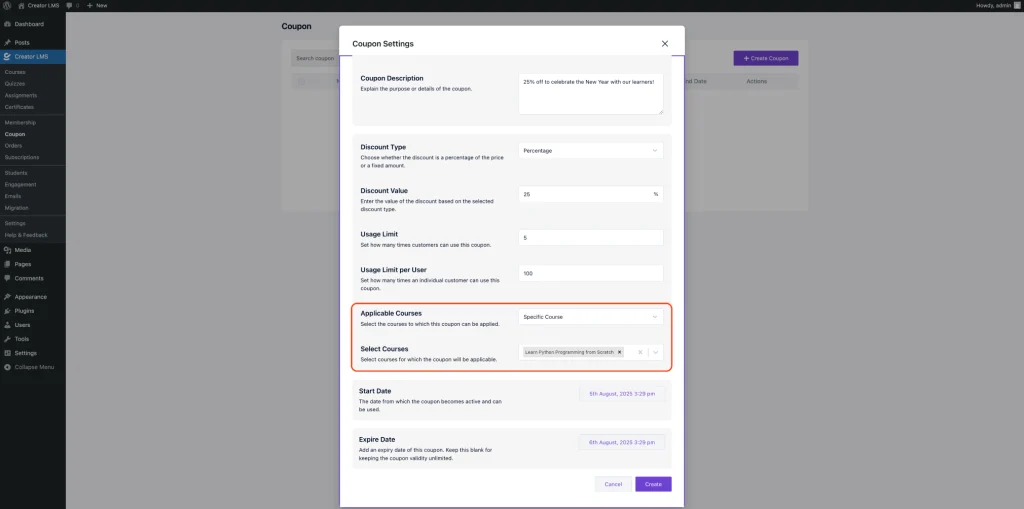 Coupon Dashboard Overview