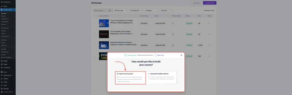 Choose Start From Scratch
