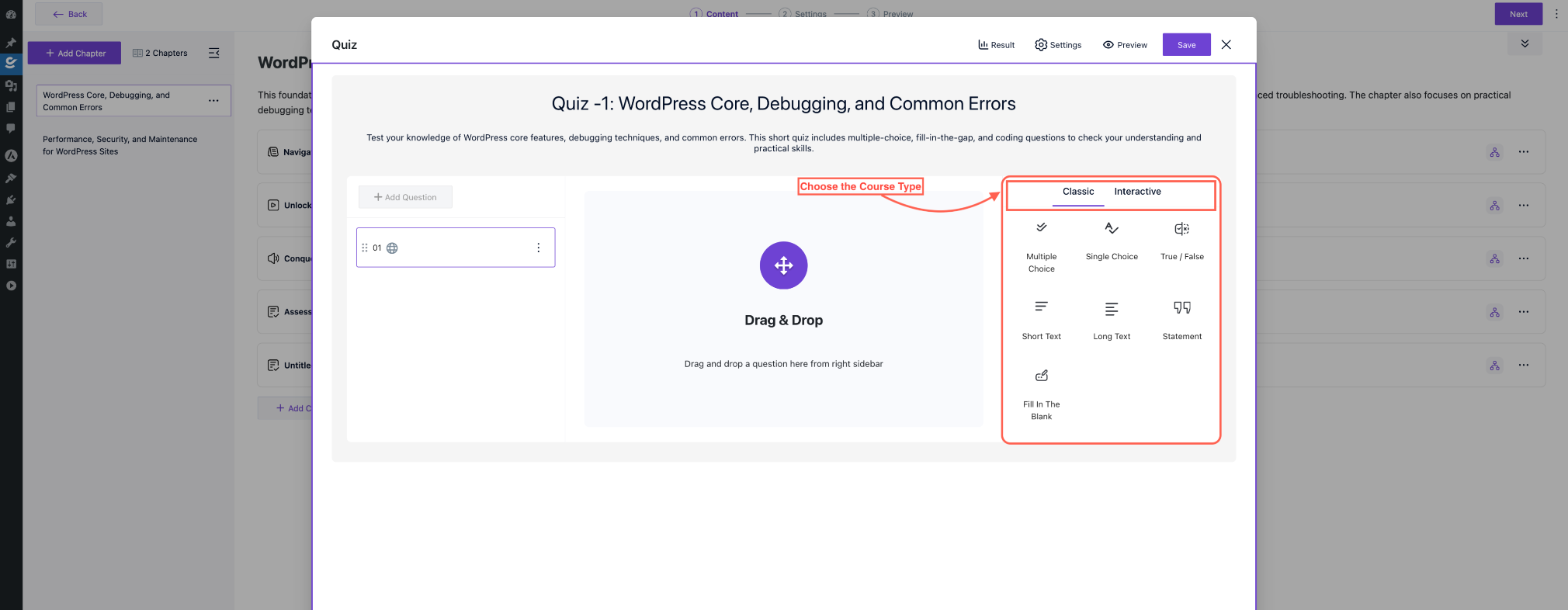 How to Create a Quiz in Creator LMS 6 Choose the Course Type