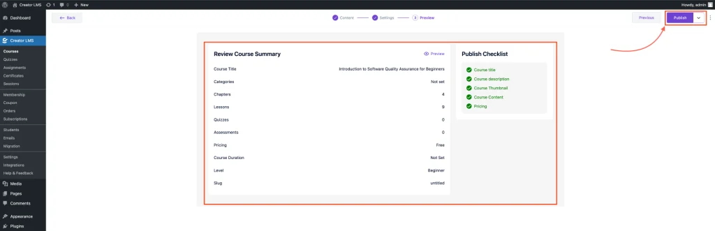 How to Create a Course Outline Using "Generate Outline with AI" in Creator LMS 15 Set Pricing and level