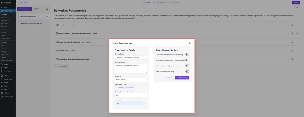 Create Zoom Meeting