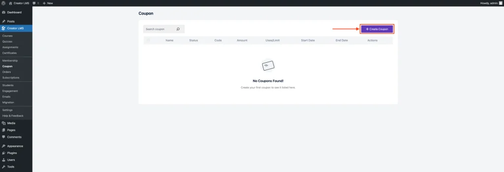 Create a New Coupon