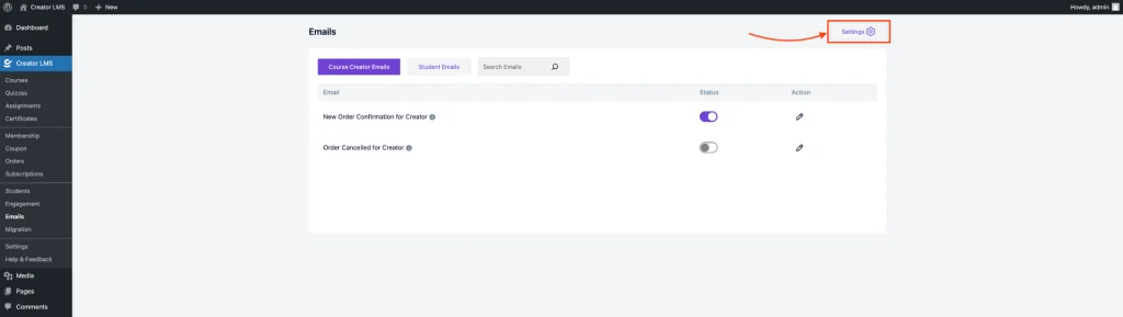 Edit Settings Branding and Email Info
