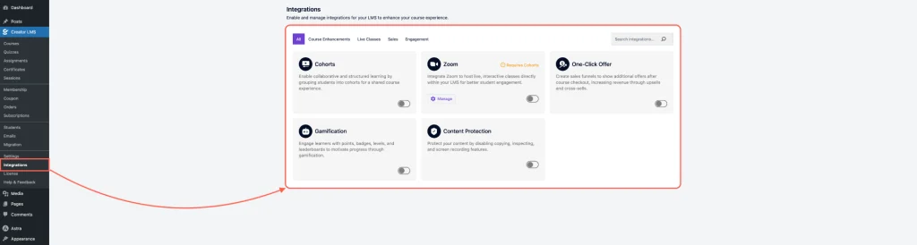 Integration Dashboard