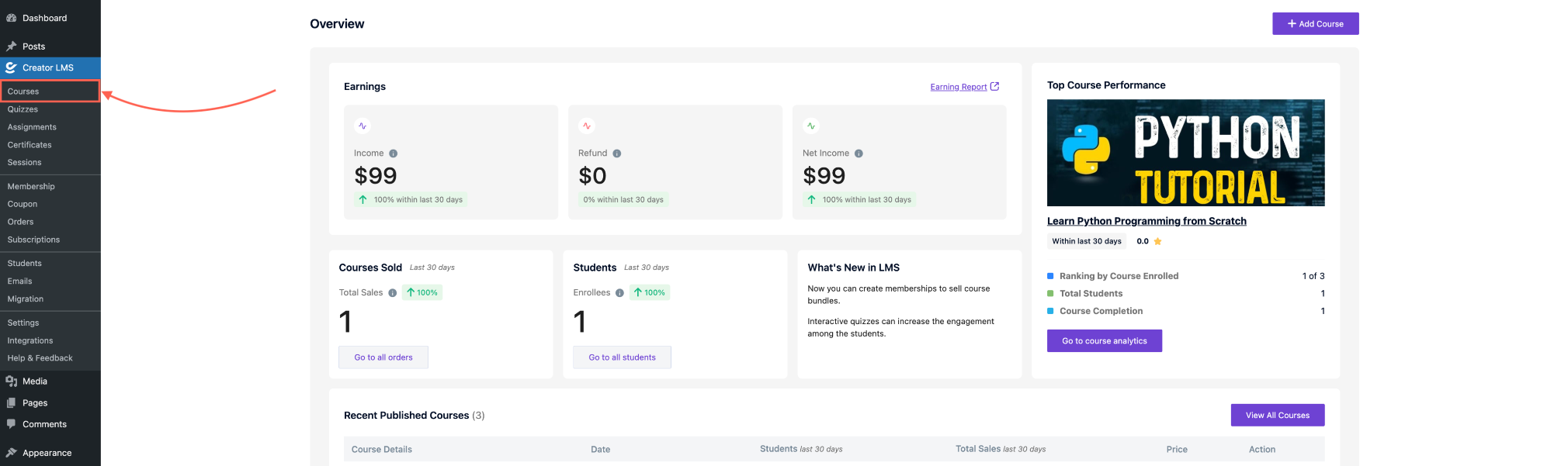 How to Create a Quiz in Creator LMS 1 Navigate the Course Section