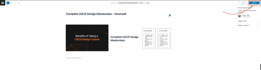 How to Design Your Upsell/Downsell Offer Page in Creator LMS 5 Publish Pages
