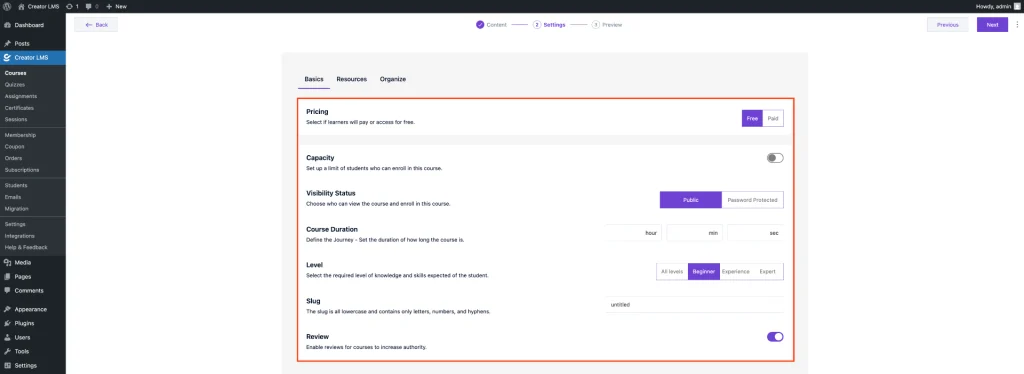 How to Create a Course Outline Using "Generate Outline with AI" in Creator LMS 14 Set Pricing and level