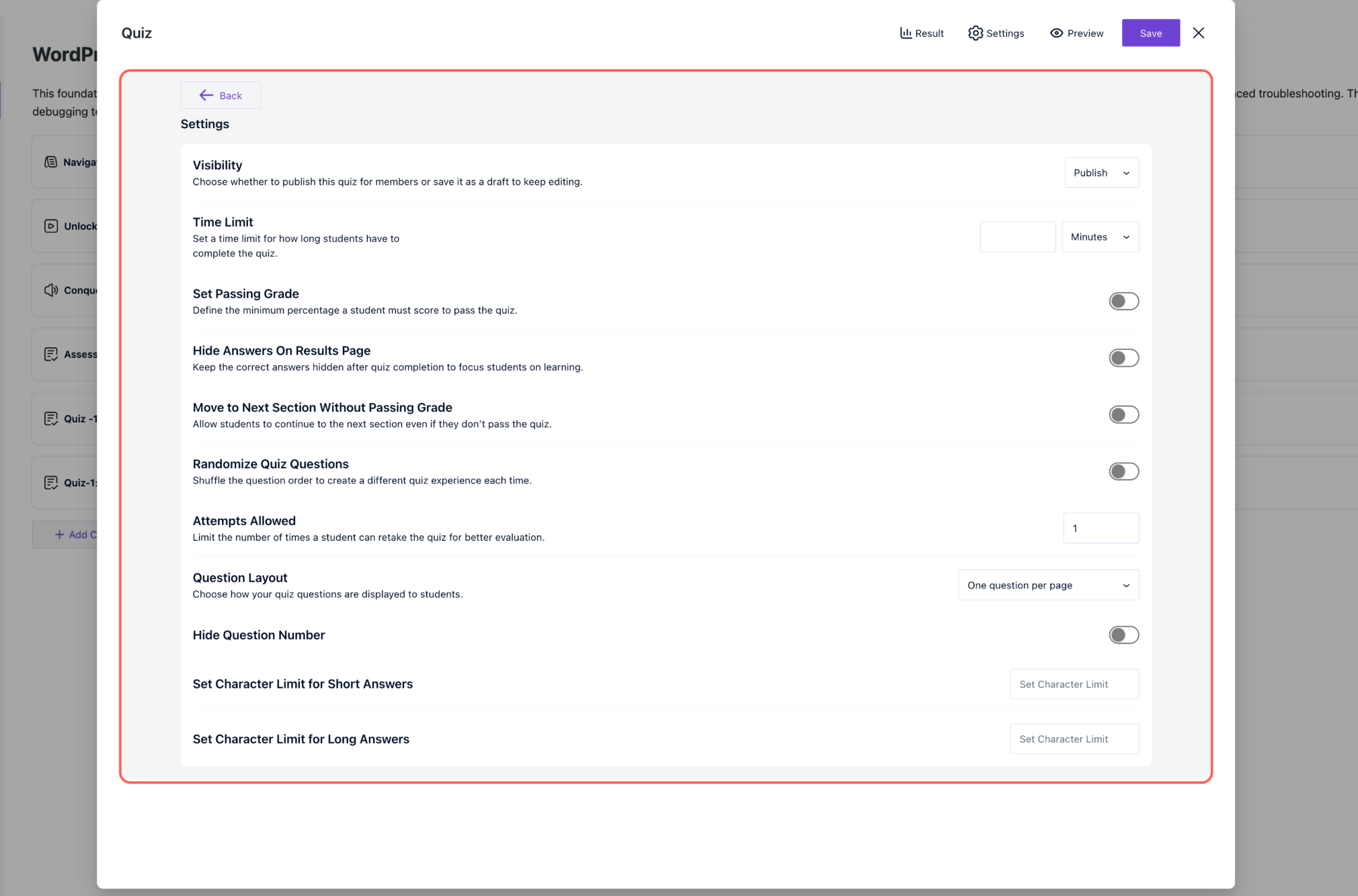 How to Create a Quiz in Creator LMS 10 Set Quiz Settings