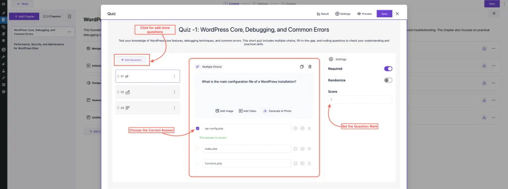 How to Create a Quiz in Creator LMS 7 Set Matching Question in Classic Quiz