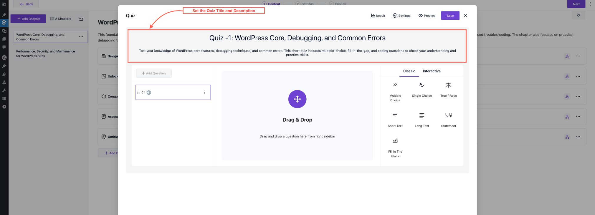 How to Create a Quiz in Creator LMS 5 Set the Quiz Title and Description