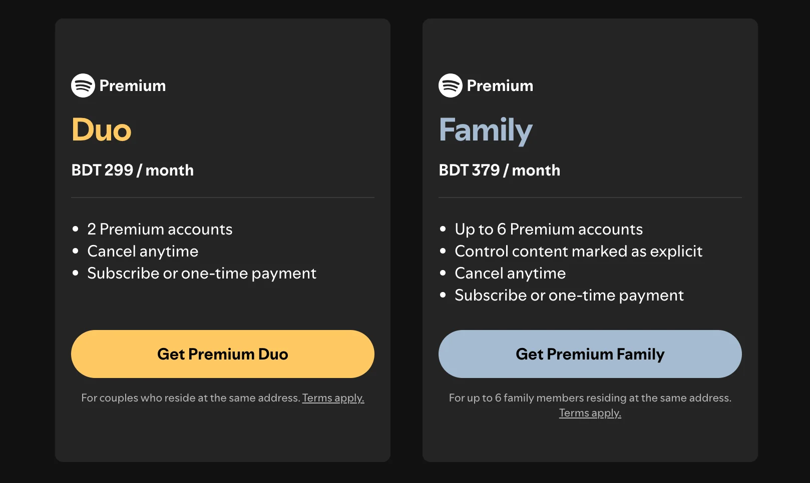 Spotify- Upselling Examples
