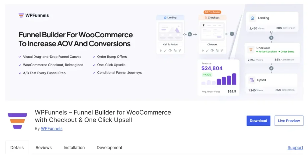 1. WPFunnels – Funnel Builder for WooCommerce with Checkout One Click Upsell