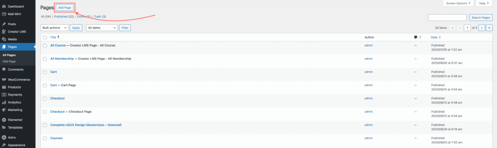 How to Design a Course Sales Page Using Creator LMS Shortcodes 1 Add a New Page