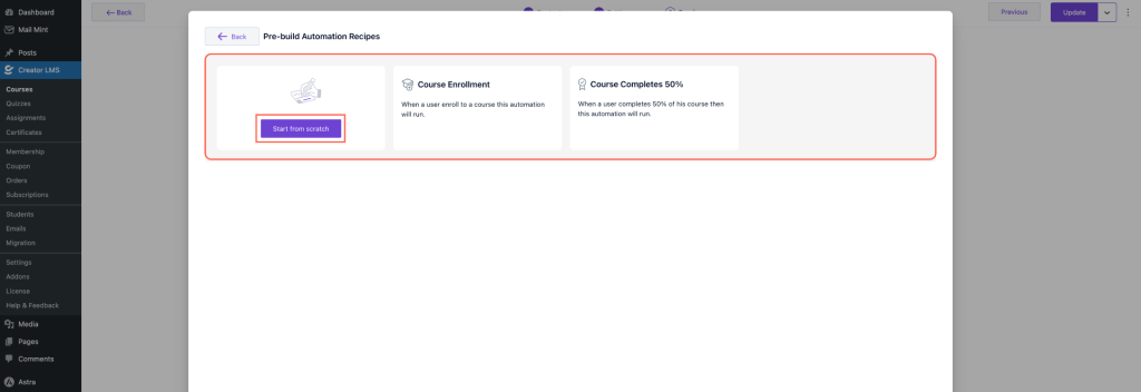 Choose the Automation Type