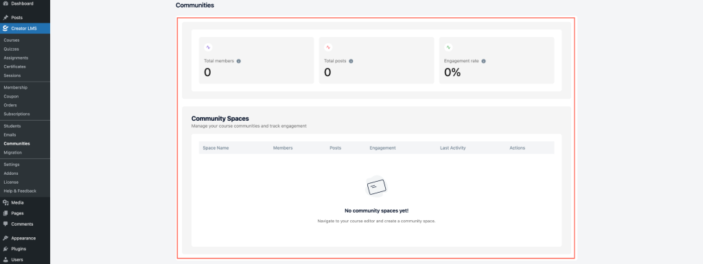 Community Dashboard - blank