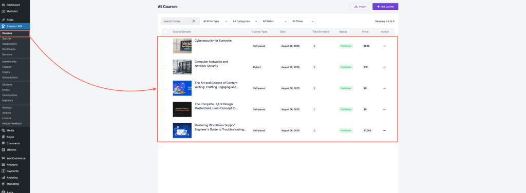 Course Dashboard