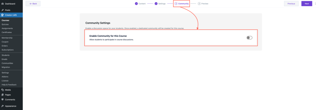 Enable the Community Options