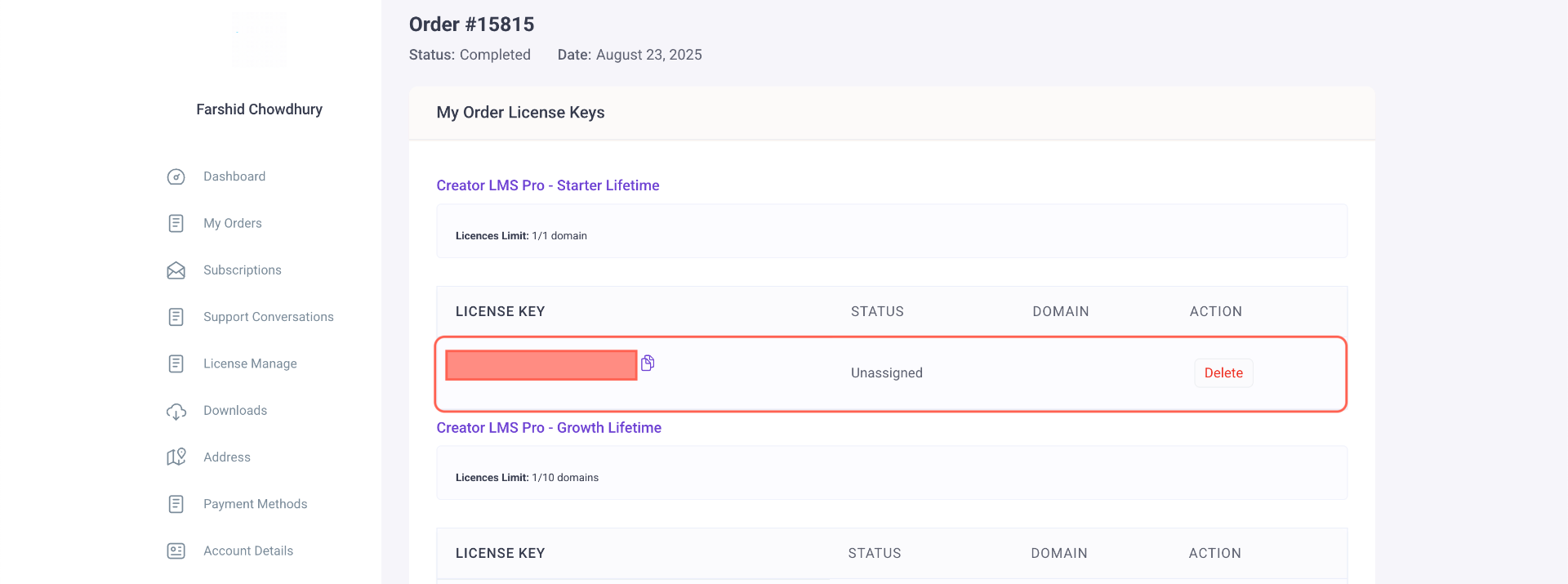 Manage License